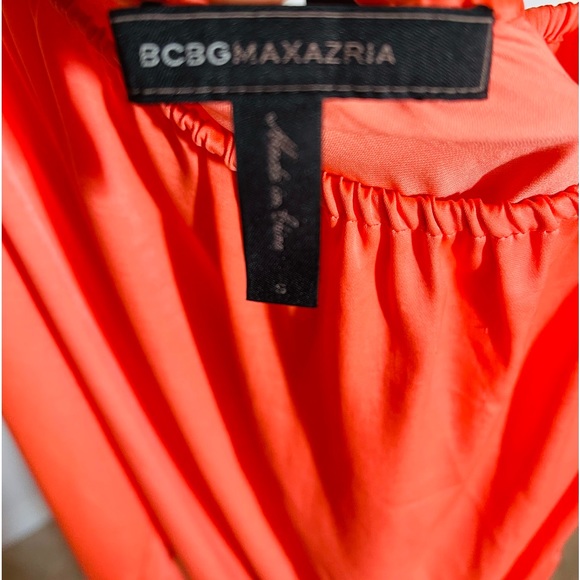 BCBG MaxArzia “Kelli" tangelo orange one shoulder dress - Picture 3 of 5